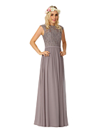 LANICO Jewel Neckline Ruching Style Floor Length Bridesmaid Dress Evening Dress - LN2003