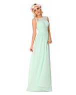 LANICO Transparent Regular Straps Boat Neckline Ruching Style Floor Length Bridesmaid Dress Evening Dress - LN2022