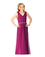 LANICO V neck and V back with buttons junior bridesmaid dress - LN2068JN