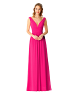 LANICO LOW V neck open back bridesmaid dress with buttons - LN2069