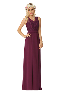 LANICO V-neck Neckline Lace Ornament With Flower Pattern Backless Details Floor Length Bridesmaid Dress Evening Dress - LN2021