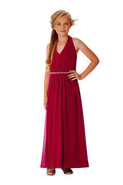LANICO KID/JUNIOR Halter Neckline beaded Sash Full Length Dress Bridesmaid Dress Evening Dress - LN2063JN