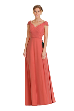 LANICO Dipped V neckline with draped back with fixed straps bridesmaid dress - LN2084