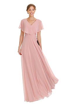 LANICO V neckline with flowy covered top with tie up back bridesmaid dress - LN2088